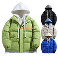 Men's Hooded Winter Jacket Autumn Warm Cold Outerwear Thicken Padded Jacket Puffer Water-Resistant Mock 2-Pieces Jacket Coats