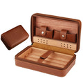 V Anace Waterproof 4-Finger Portable Travel Wood Tray Holder Leather Cigar Cases Humidors Box Bag Carrying Humidors Cigar Case