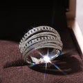 CAOSHI 2025 Multi Layer Stackable Rings Women Lady White and Black Zircon Anillos Girls European Style Dainty Silver Rings