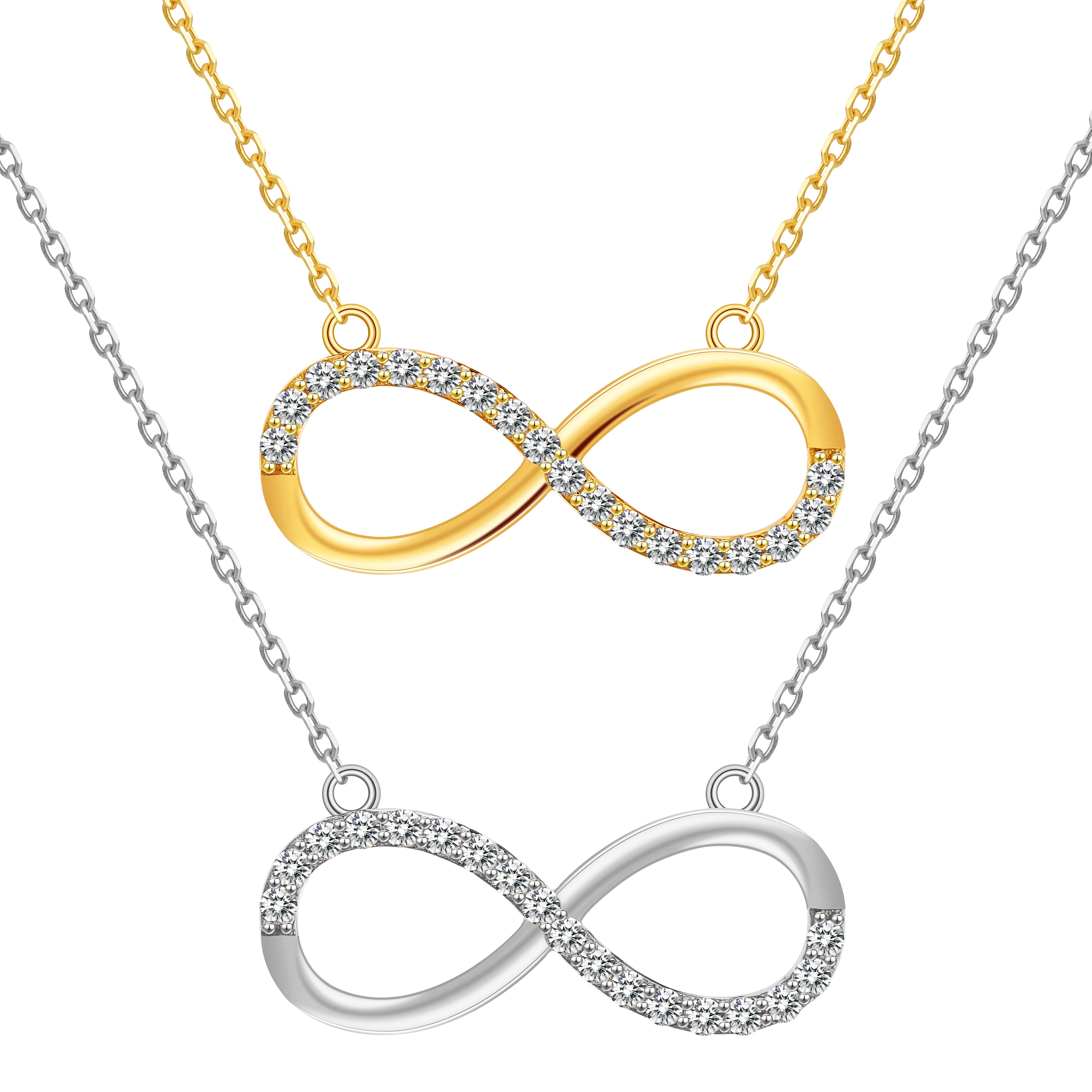 Hot Sale Classic 925 Sterling Silver Micro Infinity Pendant Zircon Pendant Necklace Women Jewelry Wholesale