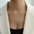 Minimalist Stainless Steel Gold Plated 6mm Clear Diamond Necklace for Valentine's Day Gift