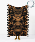 Chinese New Year Gift Tiger Pattern Furry Microfiber Sofa Lathe Decoration for Winter Warm Plush Knitted Blanket