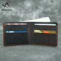 Andong Genuine Cowhide Wallet Short Card Holder Retro Crazy Horse Leather Small Purse Wallets for Men