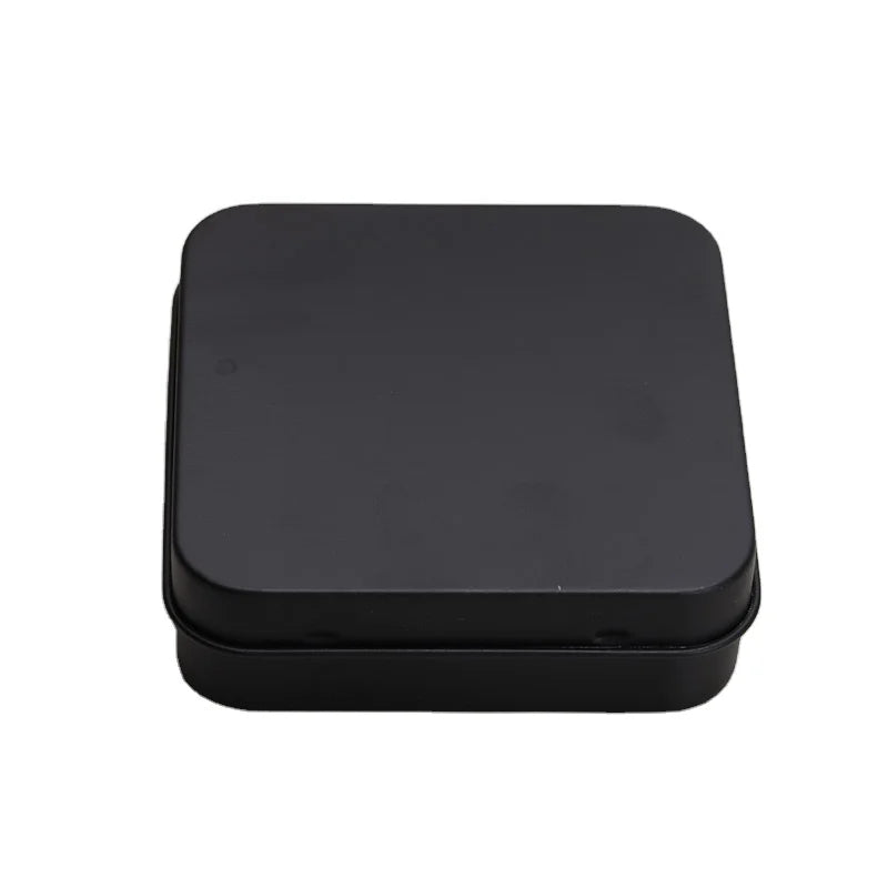70x70mm Mini Square Metal Hinged Gift Tin Box White Matte Black Silver for Storing Candy Cookie for Craft Gift Storage Stickers
