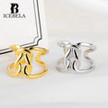 ICEBELA Jewelry 18k Gold Plated Women Chunky Irregular Trendy Rings 925 Sterling Silver Adjustable Rings for Girls