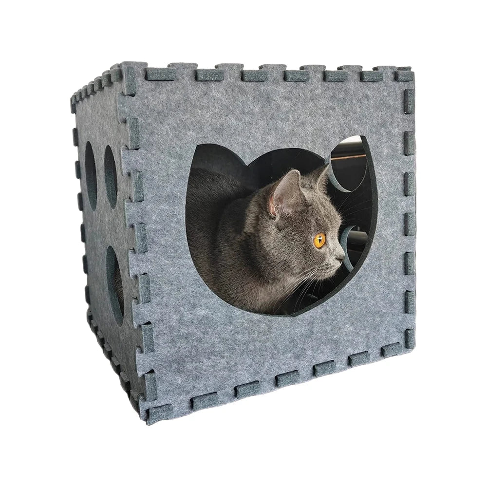 Hot Selling Felt Cat Bed Cave Dismountable Washable Felt Cat Cave Bed for Cats and Kittens