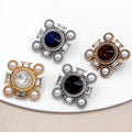 RB033 Assorted Color Fancy Crystal Flower  High-end Fancy Square  Rhinestones Shank Button Metal for Garment