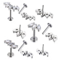 ASTM F136 Titanium Marquise Crystal Blaze Set Fan Top Body Jewelry Piercing Earring High Grade Labrets Stud Women
