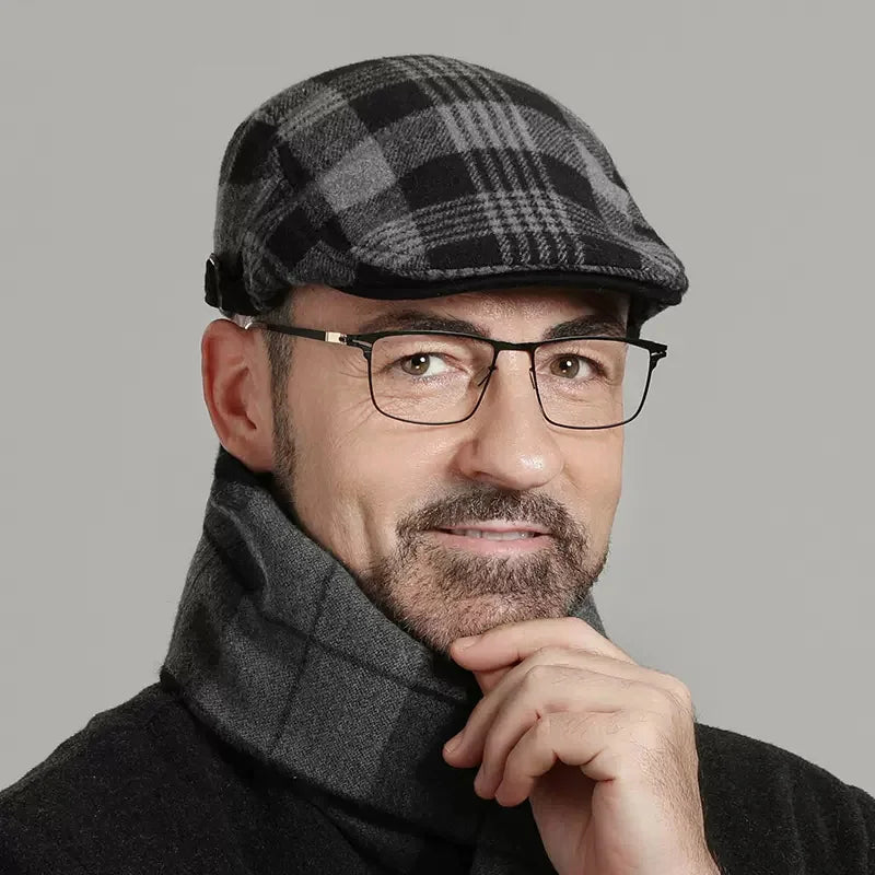 Winter Men Hats Plaid Beret Caps Newsboy Flat Cap Mens Hats Peaky Gorras Hombre