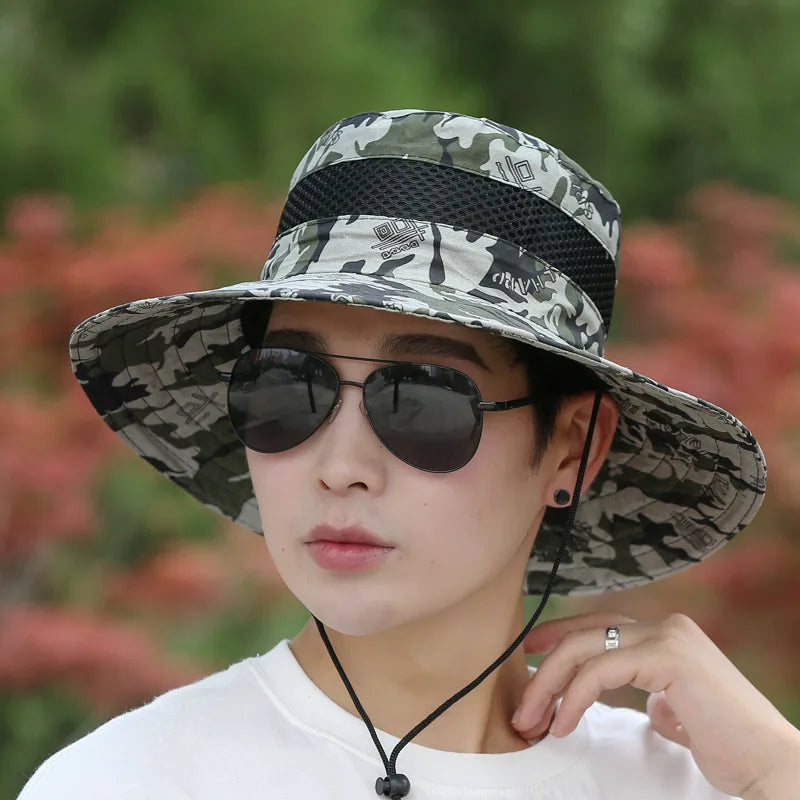 Spring Summer Outdoor Climbing Fishing Sun protection Cotton Hat Adventure Hats Camo Plain Outdoor Comfortable Bucket Hat