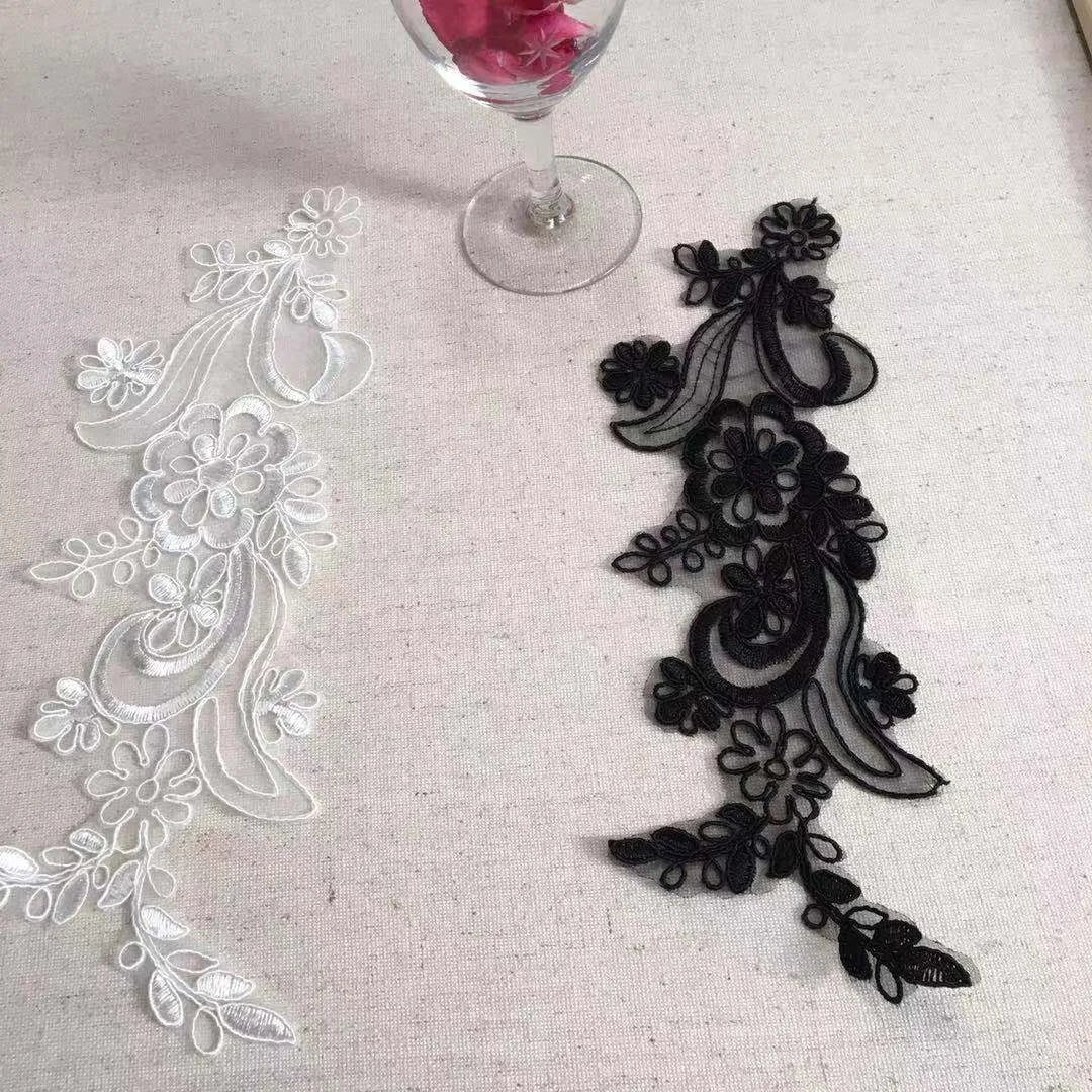 Wedding Lace Embroidered Applique Flower Sew on Patches Textile LT2332A