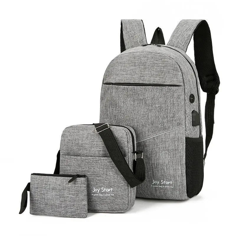 Custom Fashion Urban City Daily Pack Polyester Gray Color Simple Usb Charge School Backpack Bag in Low Price for Teenagers