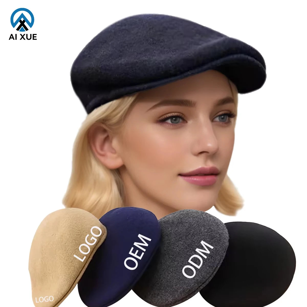 Hot Sale Fashion Custom Embroidery LOGO Beret Wool Casual Adults Winter Boina