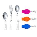 304 Stainless Steel Outdoor Portable Folding Spoon Camping Rotating Folding Ddessert Salad Spoon Fork Tableware Set