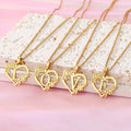 26 Hollow-out Heart Letter Pendant Necklace