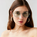 European and American New Men's and Women's Double Beam Personality Fashion Trend Oval Acetate Sunglasses Retro Round UV400