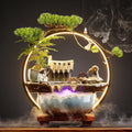 Creative High Water Tower Ceramic Ceremony Decoration Led Light Backflow Waterfall Incense Burner