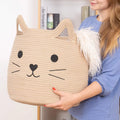 Animal Hamper Large Woven Animal Cotton Rope Storage Basket Belly Laundry Basket Organizer With Cat Design