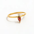 High-End 18K PVD Gold Plated Stainless Steel Ring Red White Two Sorts Zirconia Tarnish-Free Trendy Jewelry Perfect Gift