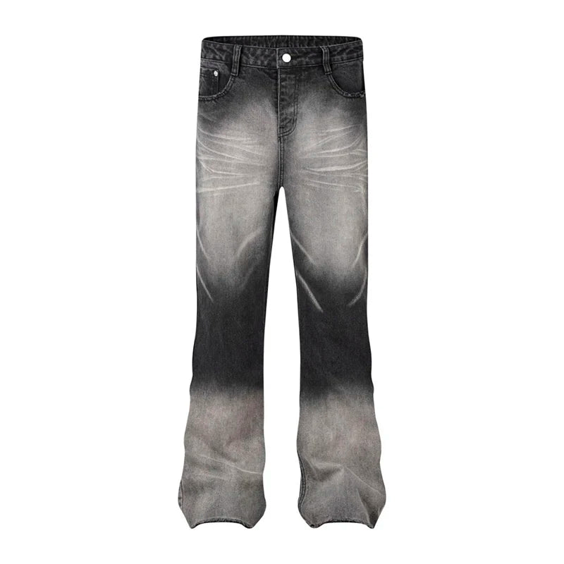 Slim Fit Jeans Men American Street Vintage Washed Hanging Sensation Bell Bottoms  Design Women Clothing Jeans