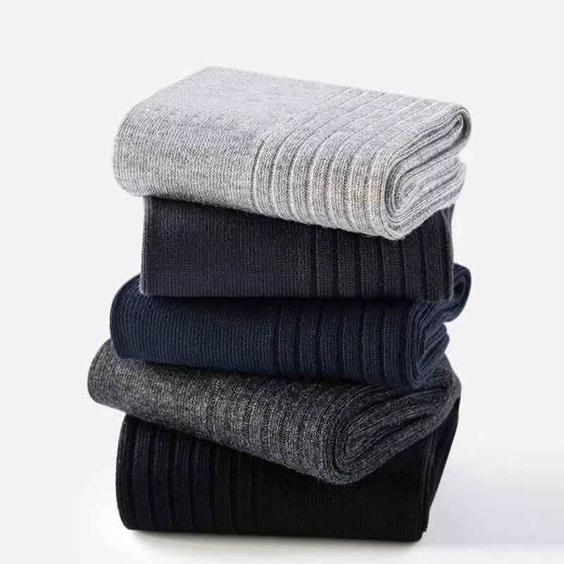 OEM Custom Solid Color Cotton Bamboo Socks Men Heavy Duty Thick Rib Classic Business Work Socks