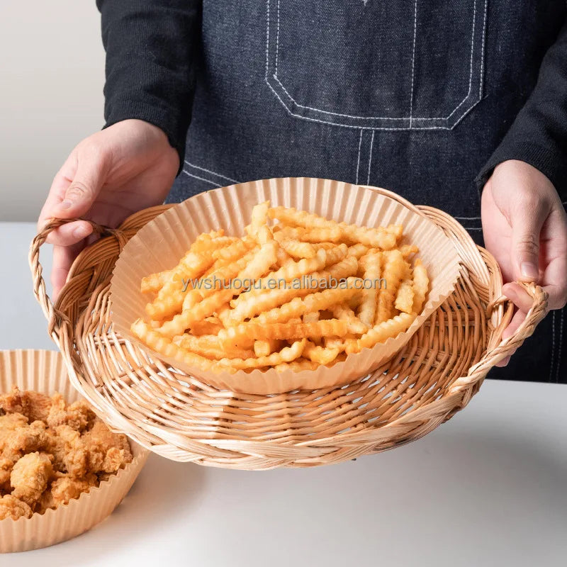 Disposable Non-Stick Food Grade Silicone Oil Paper Holder Thickened Air Fryer Paper for Home Kitchen Baking Dishes Pans Oven