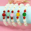 2025 Crystal Hot Sale New Design Fashion Glass Jade Beaded Bracelet National Style Elastic Jade Bracelet for Women