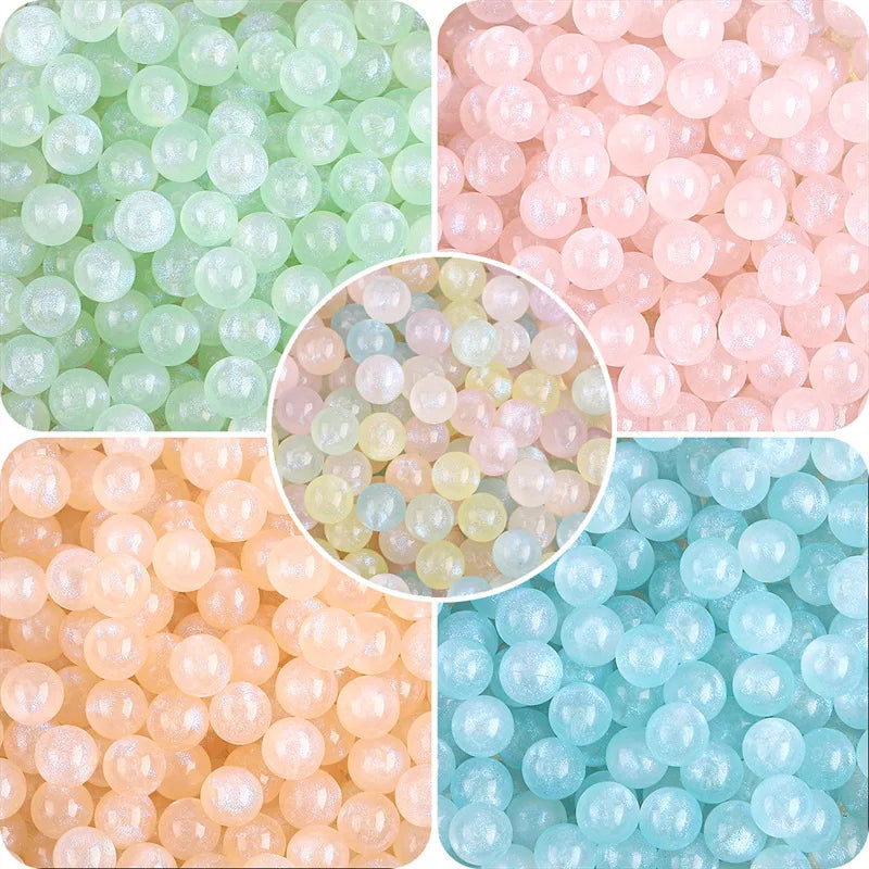 Wholesale Pearl Light Mermaid Acrylic Round Without Hole Beads DIY Bracelet Colorful Plastic Beads
