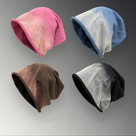 Custom logo Gradient Color Korean Version Fashionable Pile Hat Knit Slouchy Beanie Hats