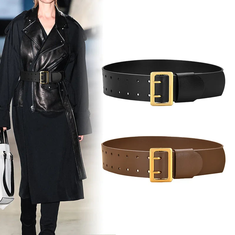 Custom Genuine Leather Women Belt Double Pin Fashion Luxury Real Leather Belts for Women