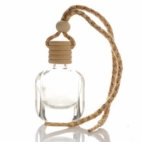 Wholesale 10ml Car Hanging Glass Aromatherapy Diffuser Bottle Refillable Empty Pendant Perfume Container with Wood Screw Cap