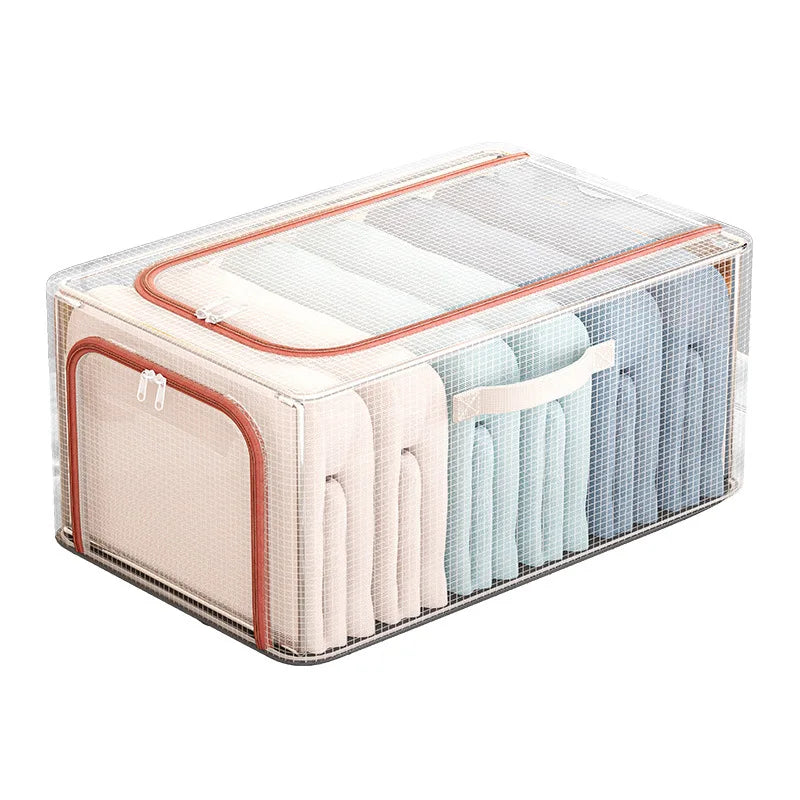 Large Capacity Transparent PVC Gauze Clothes Storage Box Thickened Dormitory Quilt Storage with Dual Use as a Bag