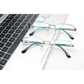 Business Men Ultralight Semi Rimless Optical Frame Metal Glasses with Diamond Face Shape Match Eyewear