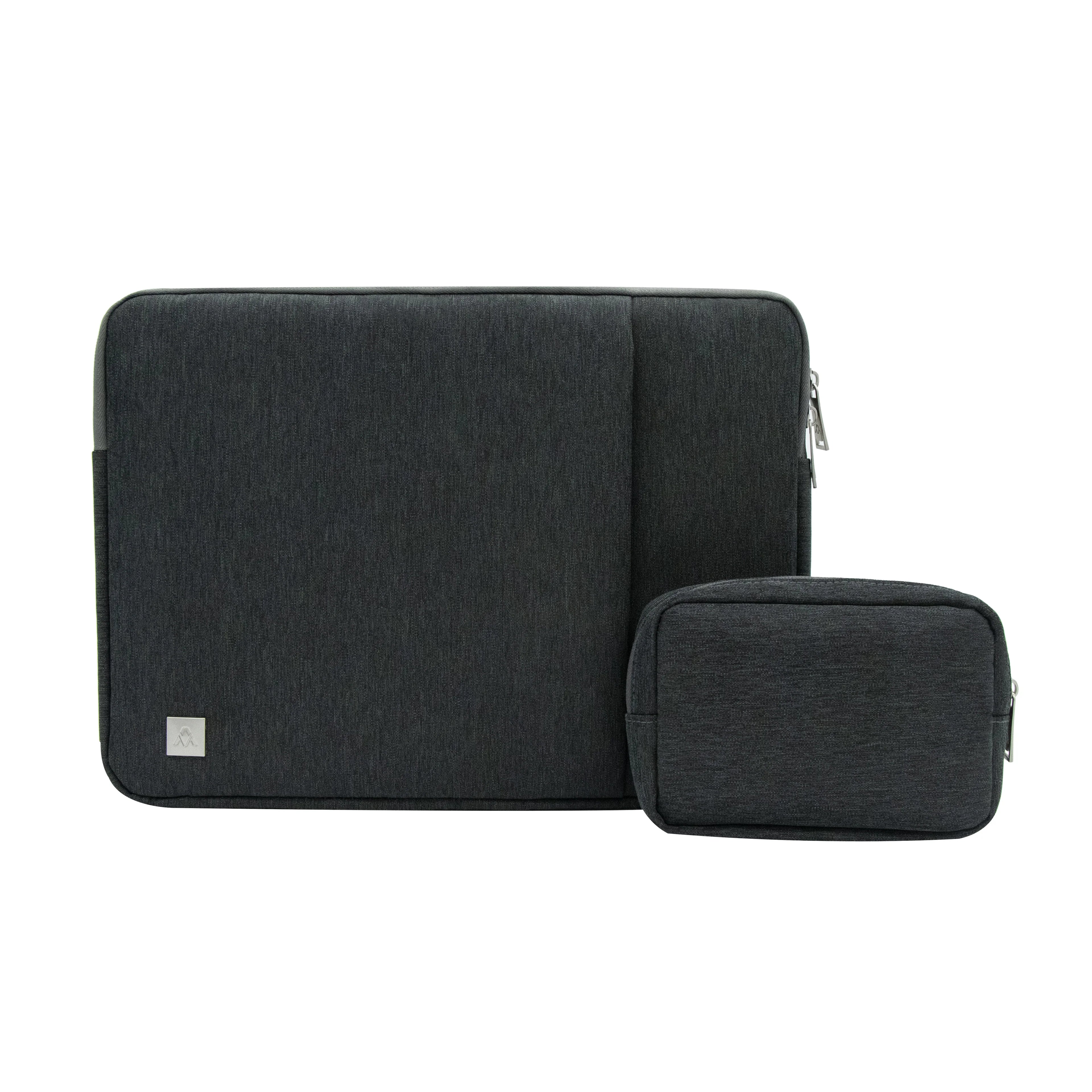 OEM 2pcs Set Waterproof Polyester Laptop Sleeve with Zipper Closure for MacBook/Dell/HP-Messenger Storage Pouch