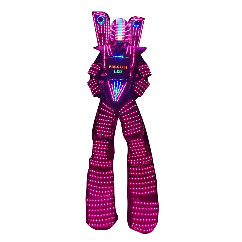 Led Robot Stilt Walker Costume Robot Costume with Led Lights for Adult Party