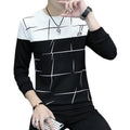 M-3XL Spring and Autumn Men's Sweater Pullover Korean Fashion Trend Splicing Colorblock Slim Fit Casual Sports Tops