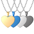Hot Personalized Blank Jewelry Stainless Steel 18k Gold Plated Blue Black Silver Color Mirror Polish Custom Logo Heart Necklace
