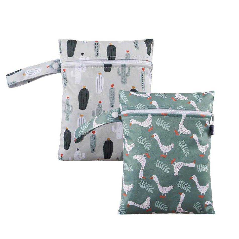 20*25CM Snap Handle Waterproof PUL One Zipper Diaper Wet Bag Reusable Wet Dry Bag