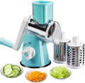 Multi-Purpose Manual round Vegetable Nut Onion Carrot Potato Slicer Cutter Grater 3 Stainless Steel Blades for Cheese Grating