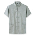 2023 Male Business Leisure Loose Fat Guy Add Fat Add Plate Buckle Short Sleeve Tang Suit Male