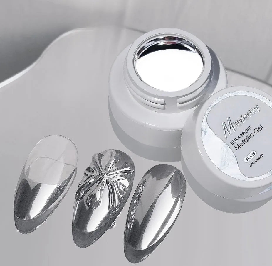 Nail ArtSilver Mirror Super Bright French Painting Pull Cord Hook Edge Color Painting Phototherapy Nail Oil Gel
