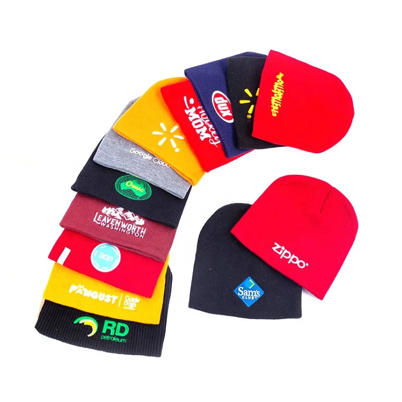Unisex Adult Custom Logo Embroidered Winter Hats Acrylic Knitted Warm Beanies