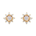 Milskye Mini Wholesale Jewelry 18k Gold Plated Sterling Silver Cz Diamond Opal Sunflower Earrings