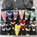Fluffy Real Rex Rabbit Fur fox Car Key Chain Pendant Cute Plush fox Doll Bag Hanging Pendant for Female and Children