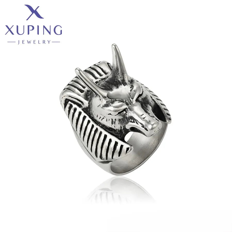 15527 XUPING JEWELRY Black Gun Color Dainty Stainless Steel Fashion Elden Hypoallergenic Jewelry Gemstone Rings