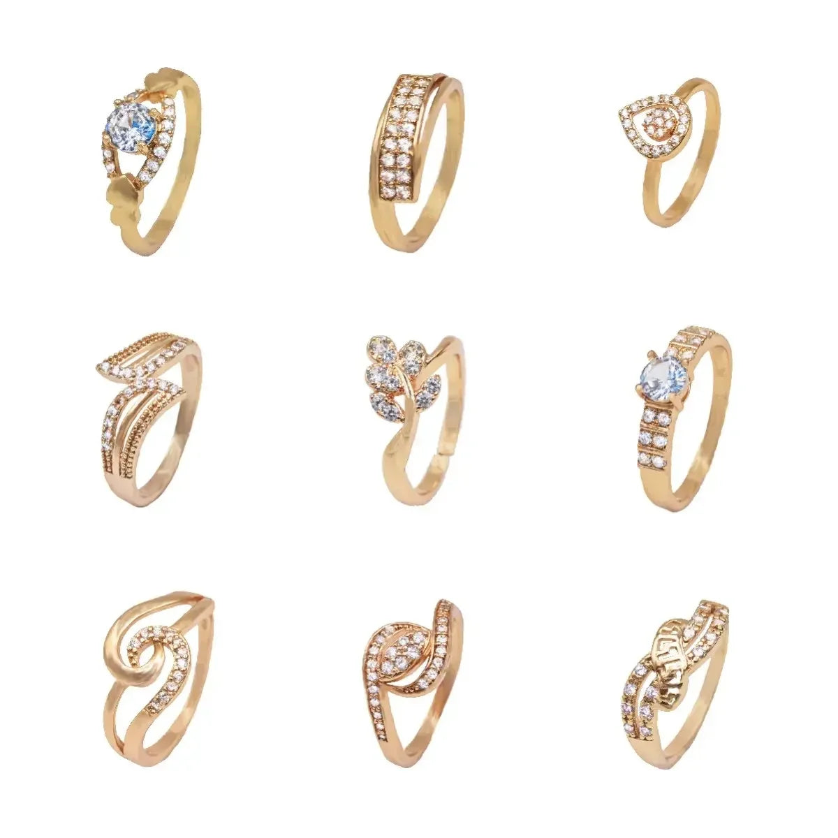 Good Quality Fashion Simple Design Jewelry Rings Engagement Brass 18k Gold Plated Ring Wedding Zircon Rings for Women Anillos