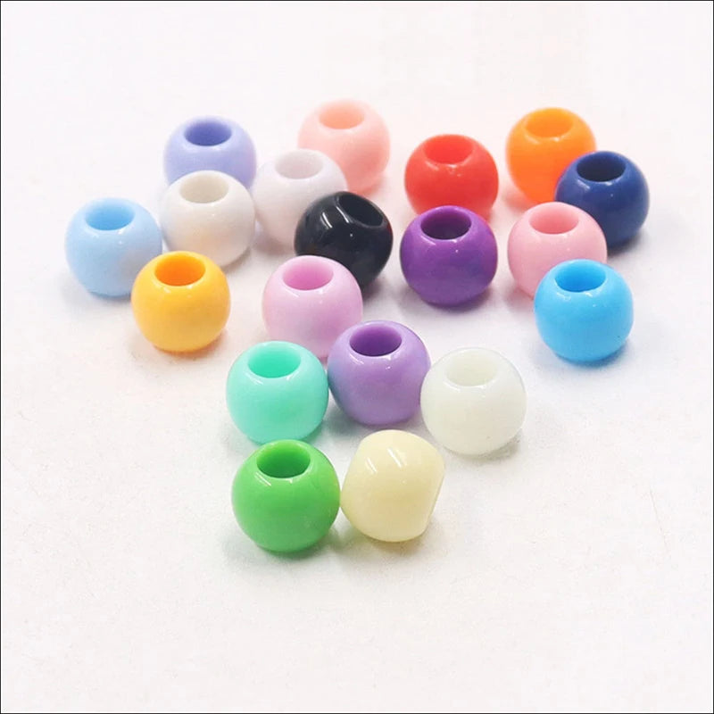 Small Bridge 200pcs/lot Acrylic 10mm Trendy Spacer Beads with Large Holes Mixed Color for DIY Jewelry Making
