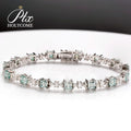 Emerald Cut  2023 Hot Sale Green Color  Rectangle Shape SILVER PLATED 18K GOLD  Moissanite Bracelet Wuzhou Factory