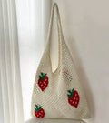 Wholesale New Women's Tote Bag Strawberry Knitted Bag Hollow Mesh Beach Woven Crochet Bag