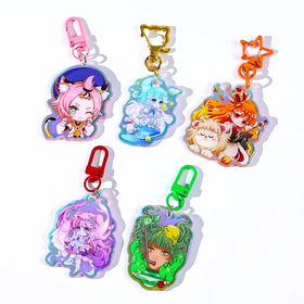 Custom Printing Logo Acrylic Keychain Cute Acrylic Charm Keychain Clear Gripping Rainbow Acrylic Anime Keychain